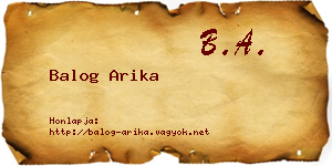 Balog Arika névjegykártya
